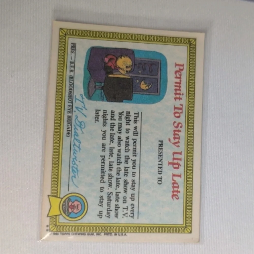 1985 OS1  Evil Eddie Garbage Pail Kid Highly Collectable Trading Card !